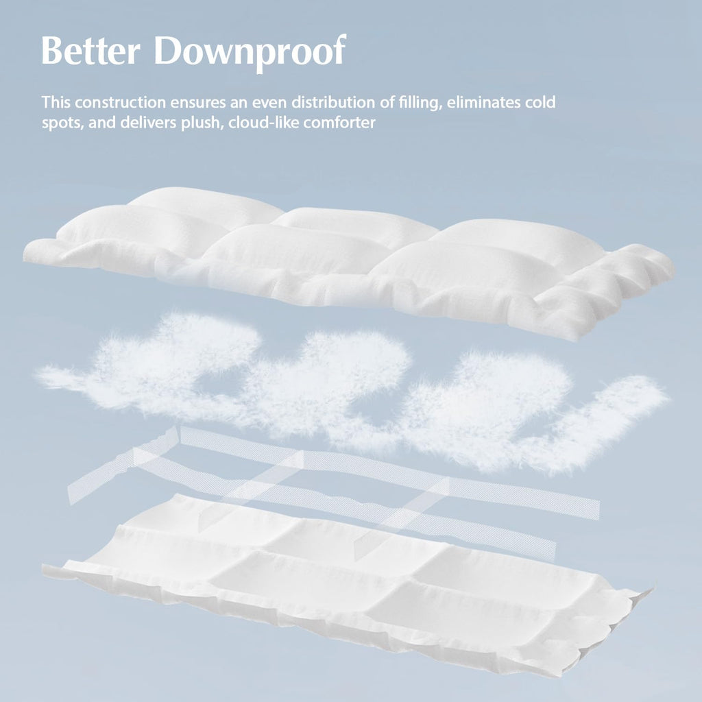 Down Comforters, 100% Cotton Duvet Insert, Extra Fluffy White Comforter, Ultra-Soft, Breathable, All