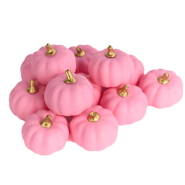 Pumpkin Decor Set of 12 Artificial Fake Faux Foam Pink Pumpkins Rustic Farmhouse Harvest Thanksgiving Mantel Table