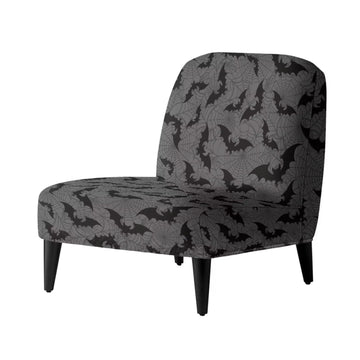 Grey Bat Spider Web Print Accent Chair Without Arms, Non-Slip Wingback Chair Sofa Slipcover and Removable Furniture