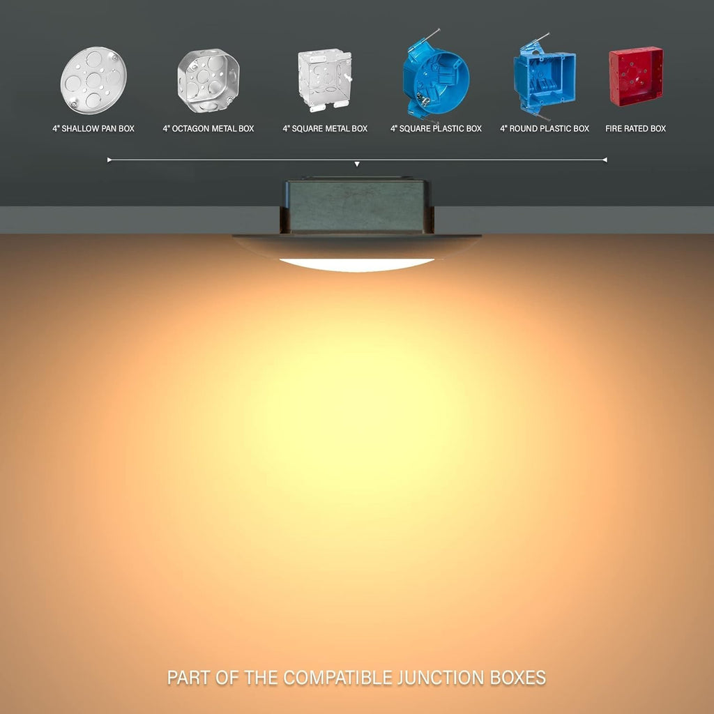 8 Packs 6 Inch LED Low Profile Recessed & Surface Mount Disk Light, Round, 15W, 900 Lumens, 5000K Daylight White