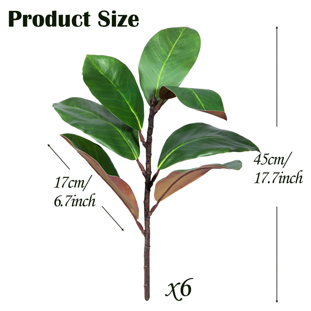 Artificial Magnolia Leaves Branches Fake Greenery Leaf Faux Magnolia Stems Leaves for Indoor Outdoor Vase Home Office