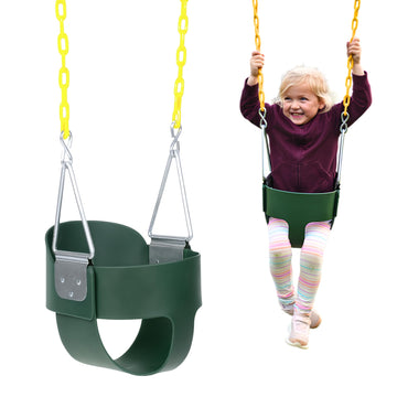 Heavy-Duty High Back Full Bucket Toddler Swing, Green