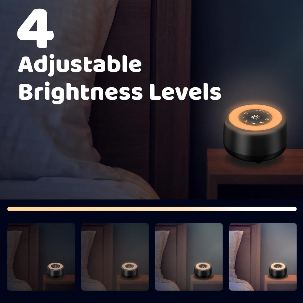 Sound White Noise Machine with 25 Sounds, 10 Colors Warm Night Light 4 Brightness Levels 32 Volume Levels 5 Timer and Memory