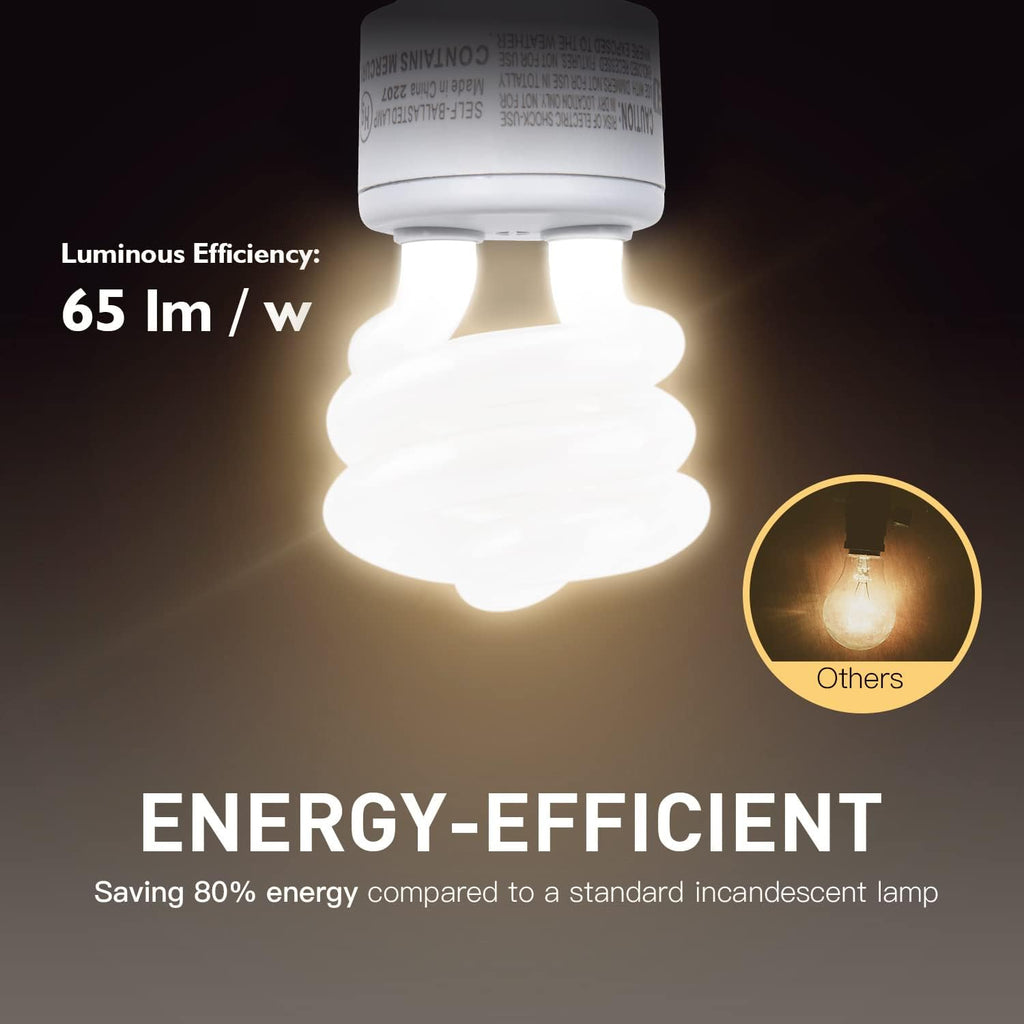 T3 UL-Listed GU24 CFL Light Bulbs, 2700K Compact Flourescent Bulbs
