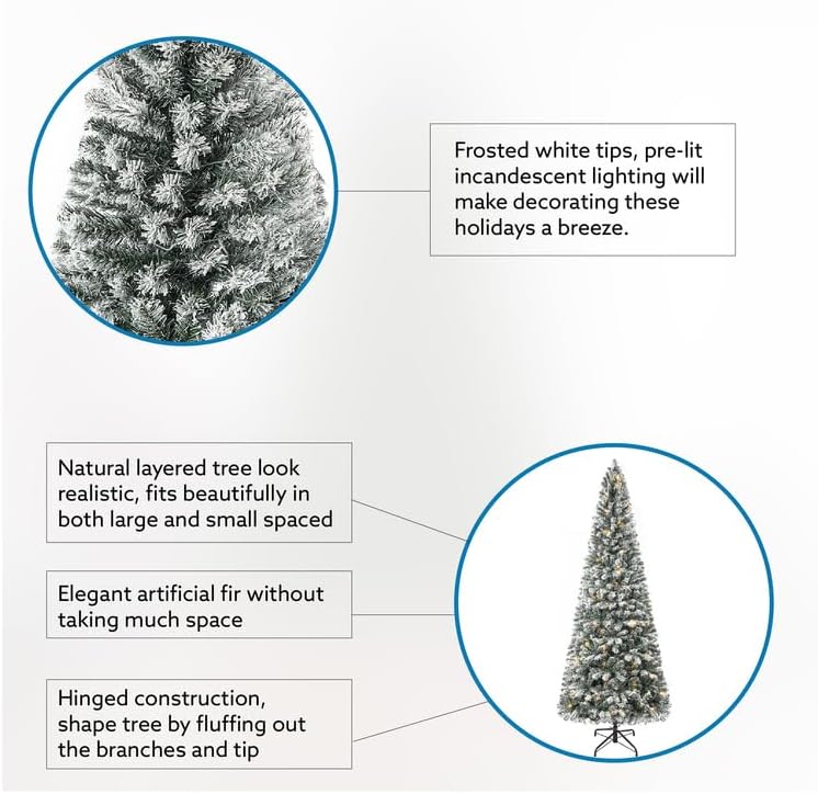 Salzburg Frosted Prelit Slim Artificial Christmas Tree