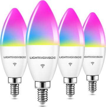 E12 Smart Bulbs 60W Equivalent, Candelabra LED Bulb Compatible with Alexa/Google Assistant, 500LM 6W, 2.4G WiFi Only
