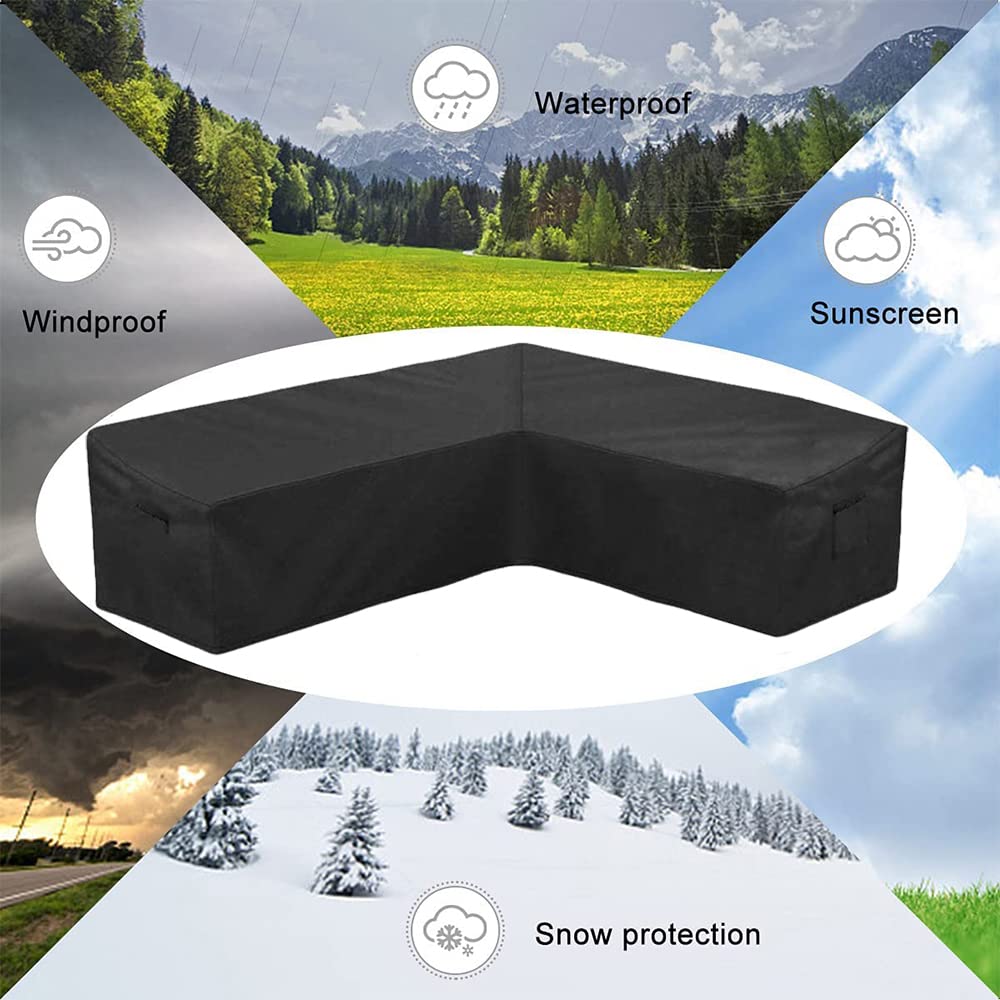Patio Rattan Corner Sofa Covers Waterproof 420D Fabric L Shaped Garden Furniture Sectional Couch Protector Cover for
