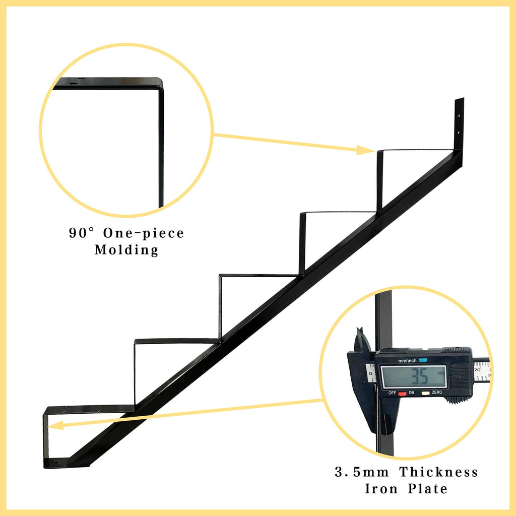 5 Step Metal Stair Step Steel Riser Stringers for 34.7" Height Deck, 3Packs