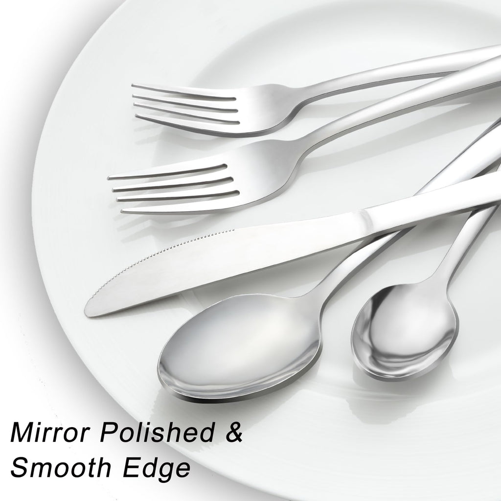 72-Pieces Silverware Set for 12, Flatware Set with Steak Knives, Stainless Steel Cutlery Set, Include Forks Spoons