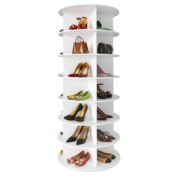 7 Tier Rotating Shoe Rack Tower, Spinning Shoe Display Lazy Susan, Revolving 360 Shoe Rack Storage Round Carousel