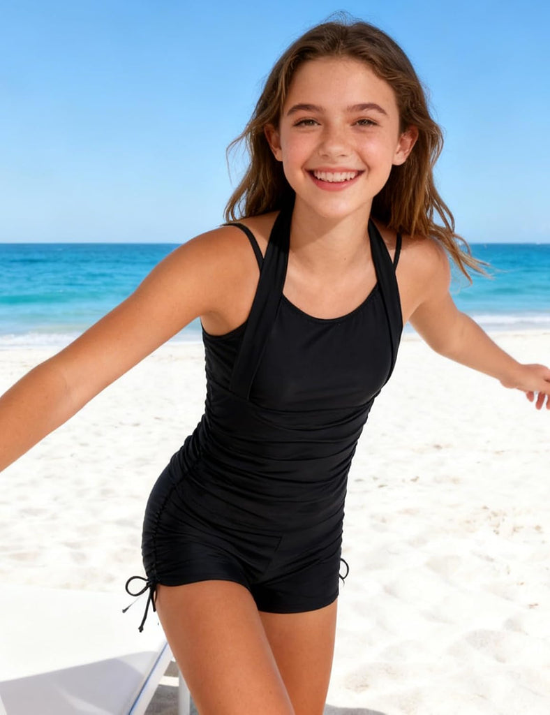 Girls Tankini Swimsuit 2 Piece Halterneck Bathing Suit