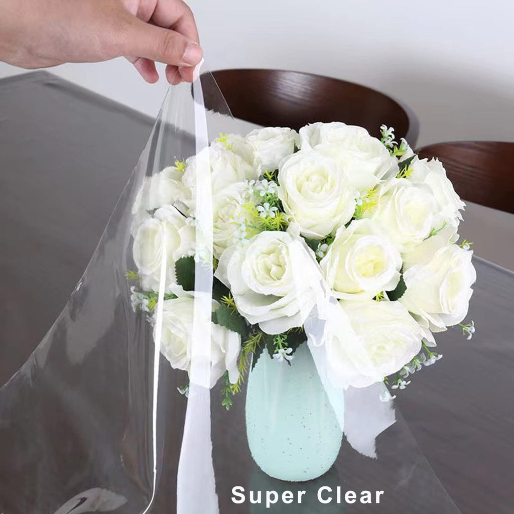 Heavy Duty Clear Plastic Tablecloth Protector - 100% Waterproof, Oil & Stain Resistant PVC Table Cover for Dining