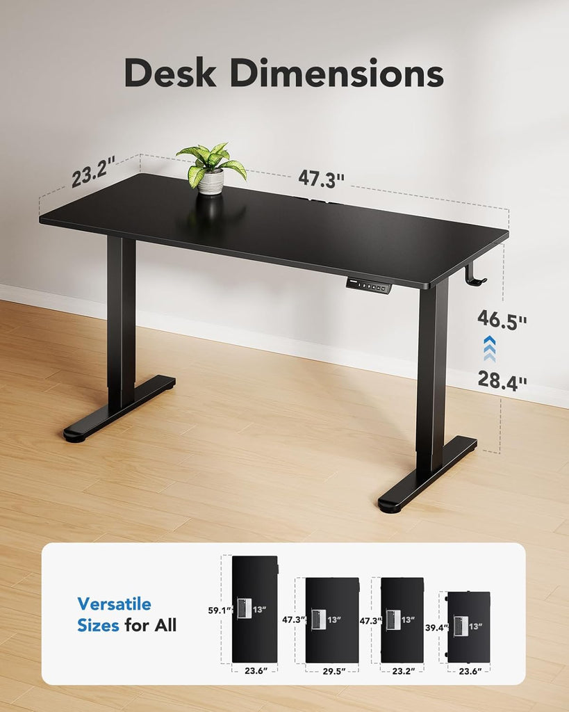 Electric Standing Desk, Whole Piece Desktop, Adjustable Height Computer Desk, 4 Height Memory Settings, Sit Stand Up