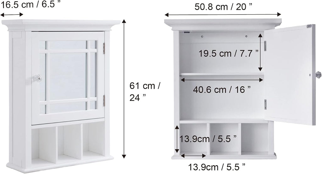 Neal Wooden Over The Toilet Bathroom Removable Wall Medicine Cabinet with 1 Adjustable Shelf 5 Storage Spaces 1