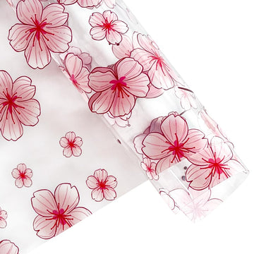 Watercolor Floral Clear TPU Vinyl, 12" x 54" Transparent Waterproof Crystal Transparent Plastic Fabric for Bows