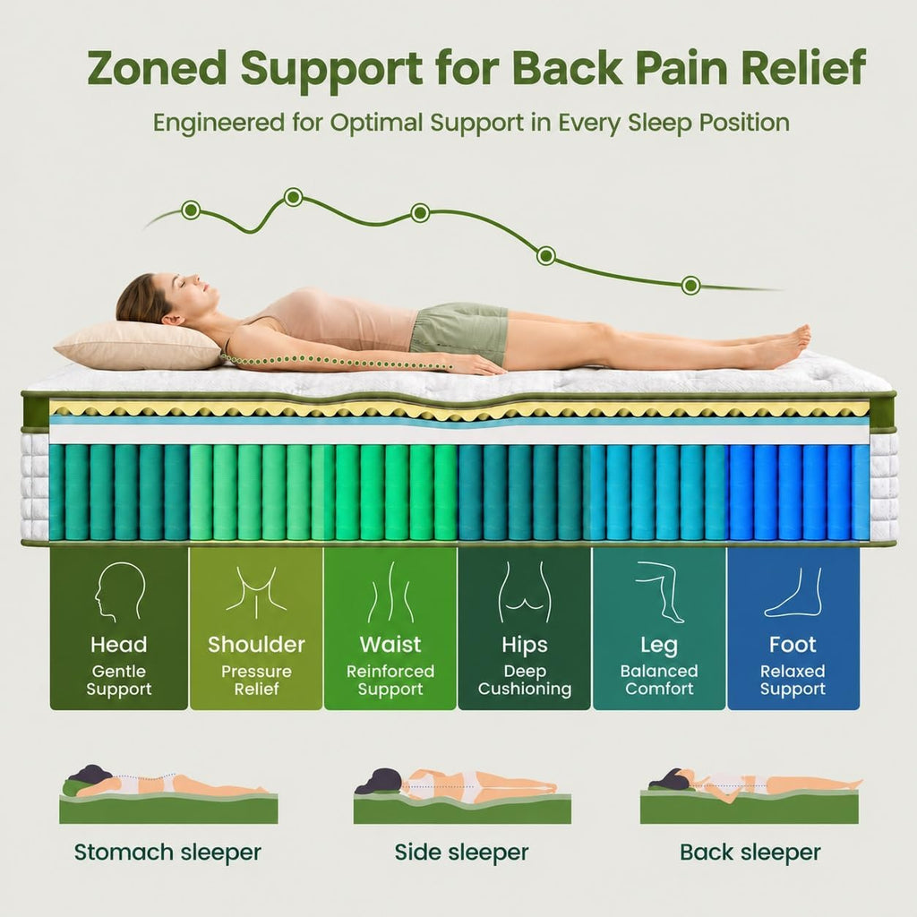 13 Inch Firm Full Mattress, Hotel Collection Hybrid Mattresses -Targeted Lumbar & Shoulder Support for Back Pain