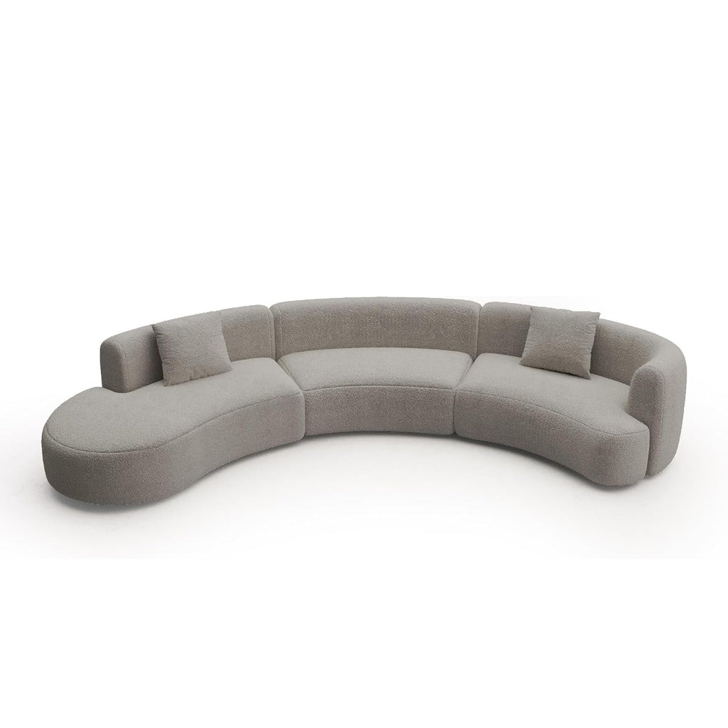 Formia Boucle Curved Sectional Sofa, 153" W Left Hand, Light Coffee