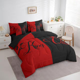 King and Queen Crown Bed in a Bag King Comforter Set 7 Pieces,Her King and His Queen Bedding Set,Romantic Valentine's