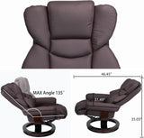 Modern Reclining Swivel Lounge Chair and Ottoman — Brown Leather