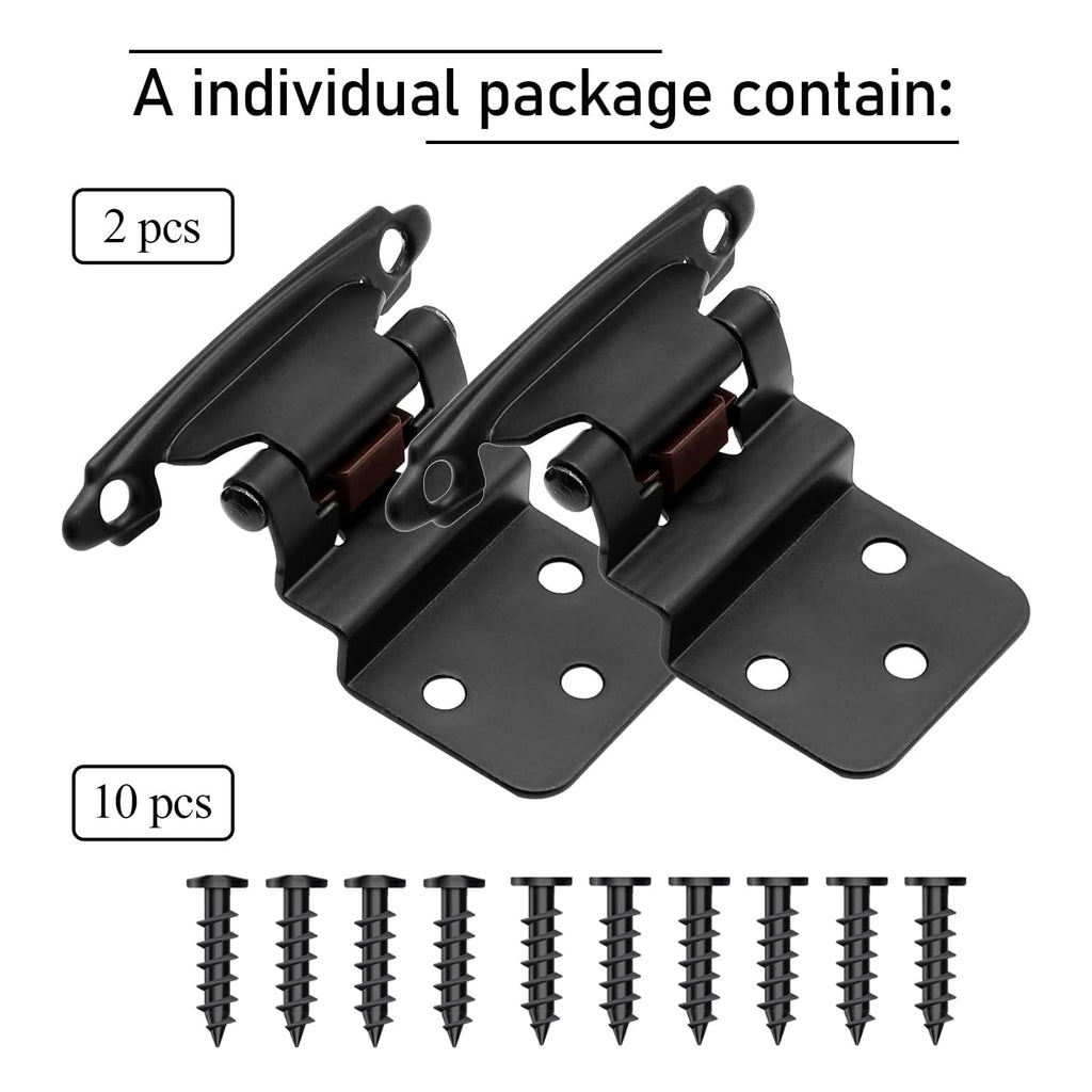 50 Pack (25 Pairs) 3/8" Inset Self Closing Cabinet Hinge Matte Black
