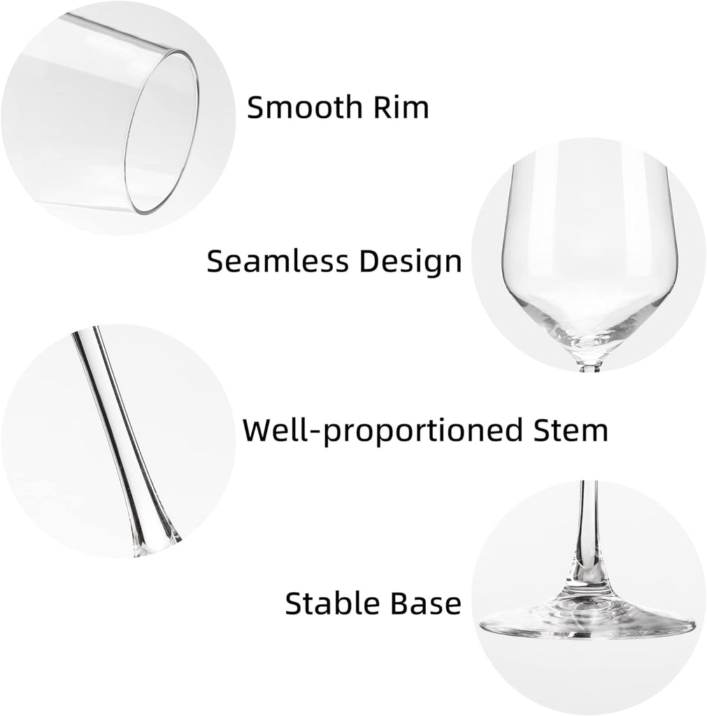 Wine Glasses Set of 6, 13 Oz Red or White Wine Glass with Stem, Perfect , Dishwasher Safe