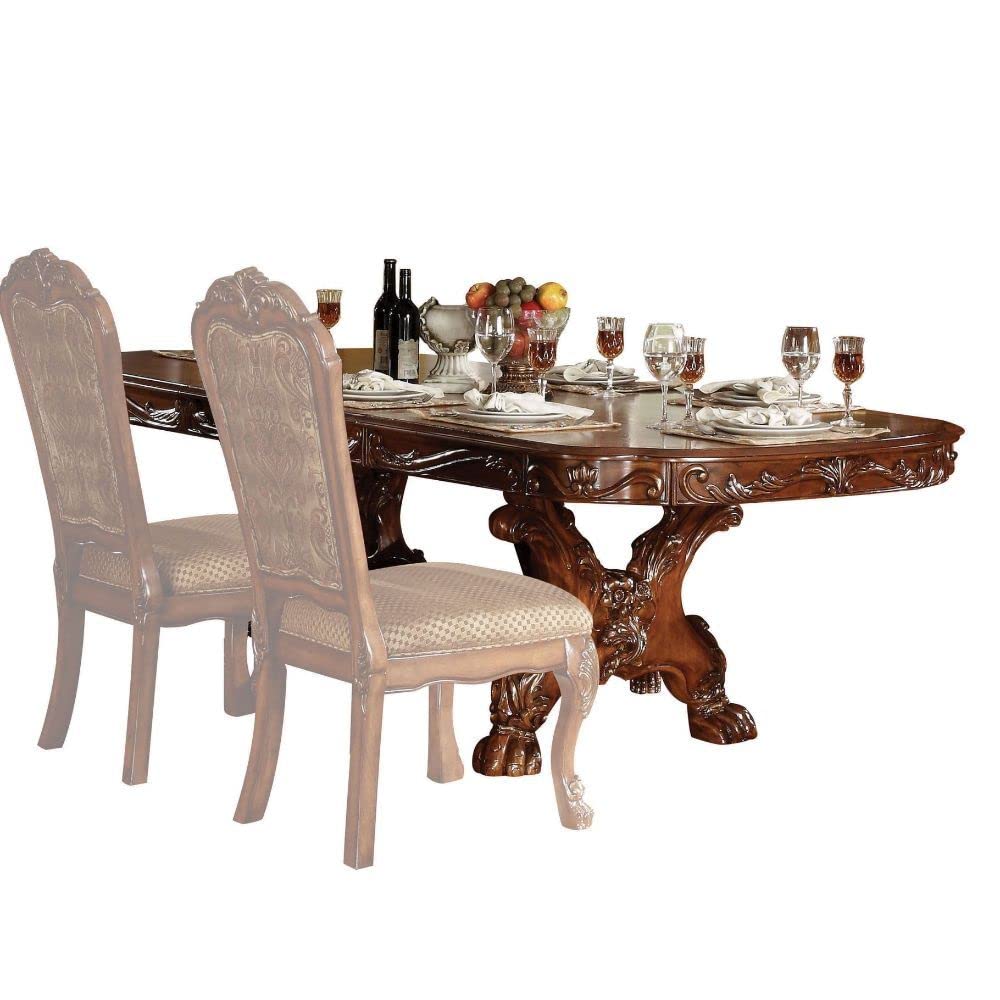 Traditional Kitchen Furniture Set 9pc Formal Dining Table Set Include 1 Extendable Pedestal Table and 8 Upholstered