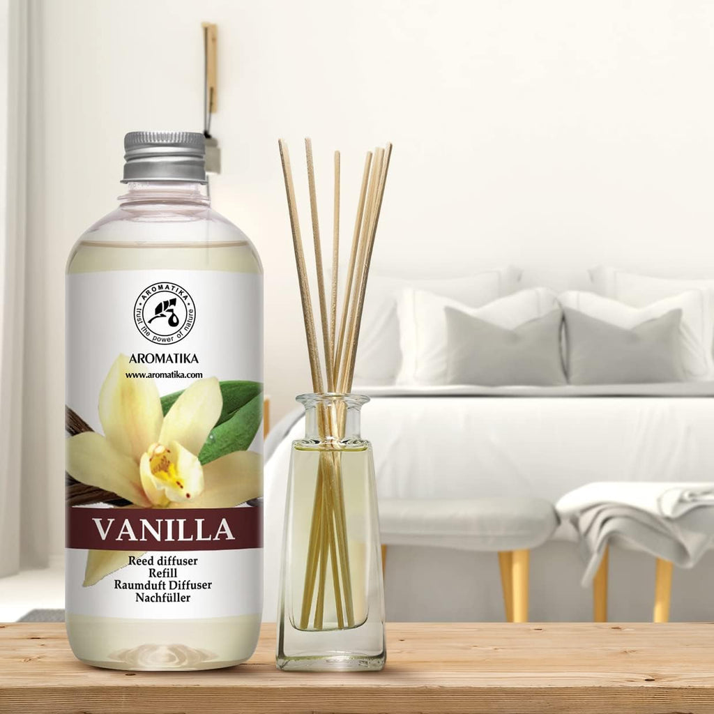 Vanilla Reed Diffuser Refill with Natural Vanilla Essential Oil - 17 Fl Oz - Fresh, Long-Lasting Fragrance - Set of 17