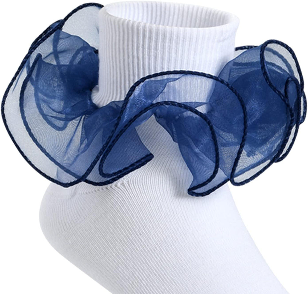 3 Pairs Big Double Lace Frilly Trim Dress Socks