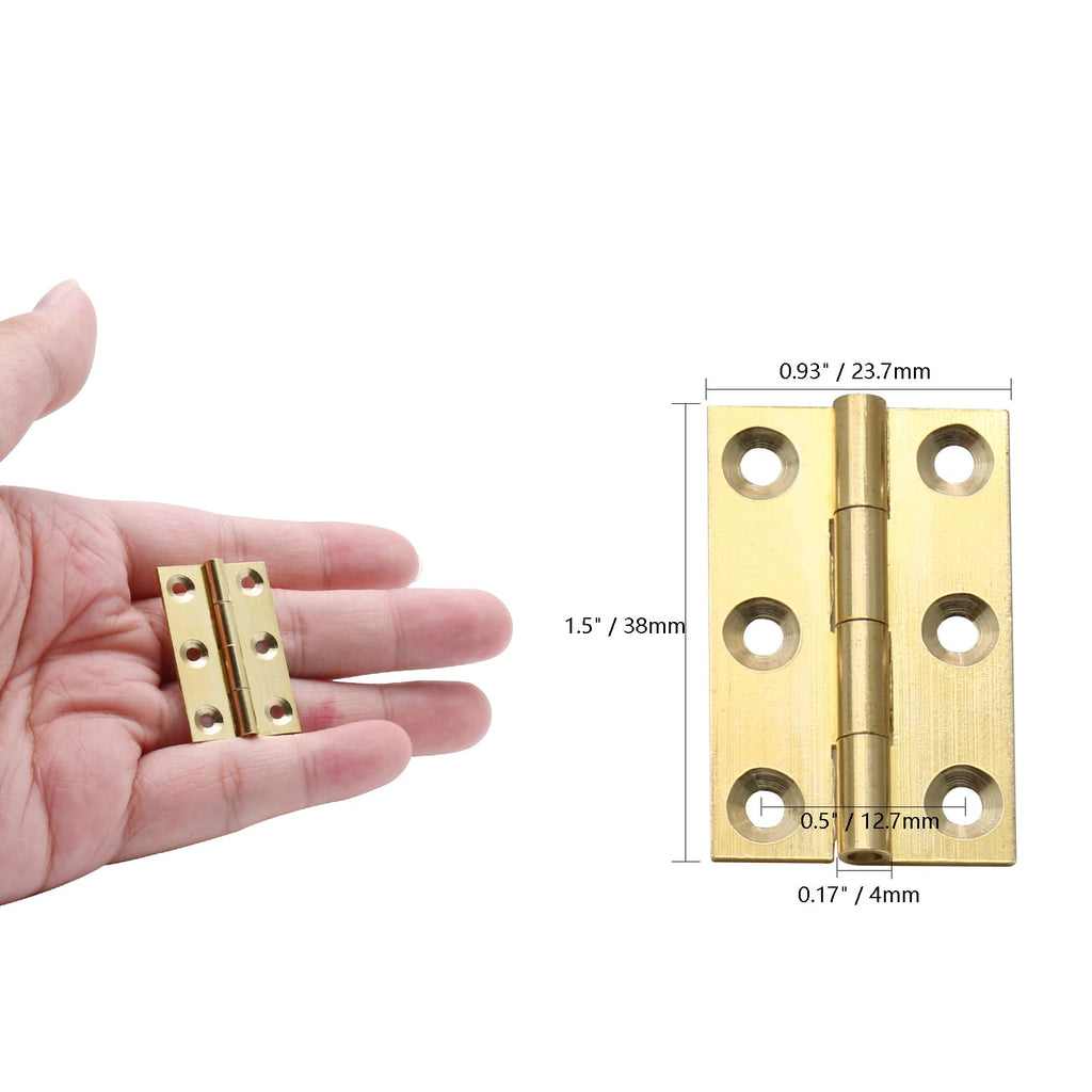 8Pcs 1.5 Inch Brass Butt Hinges, Gold