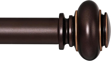 Bronze Curtain Rods for Windows 28 to 48 Inches Adjustable Decorative 1 Inch Diameter Single Window Curtain Rod Set