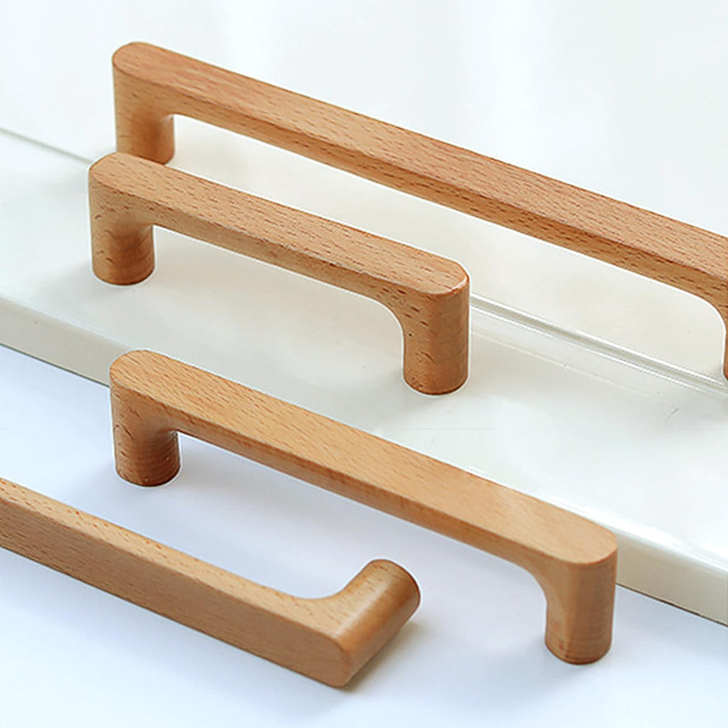 Cabinet Pulls Solid Wood Pulls Beech Original Wood Color Simple Modern Style for Cabinet Cupboard Door Drawer Dresser