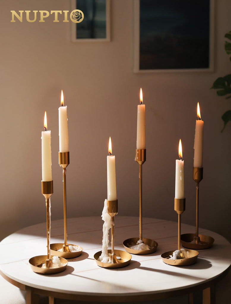 Taper Candle Holders for Centerpiece: Gold Candlestick Holders Bulk