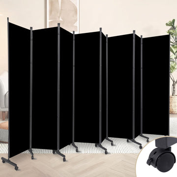 Room Divider Large 8 Panel Privacy Screen, Portable Room Partition on Wheels
