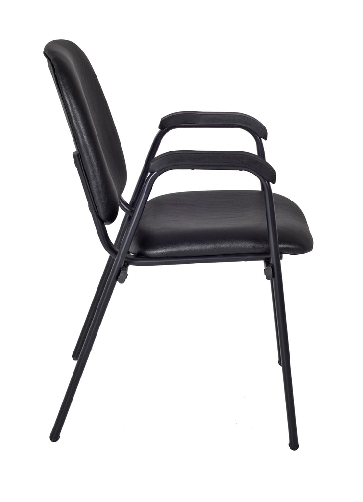 Ace Vinyl Guest Stacking Chair with Arms, Durable and Comfortable Upholstery, Sturdy Steel Frame, Stackable Design