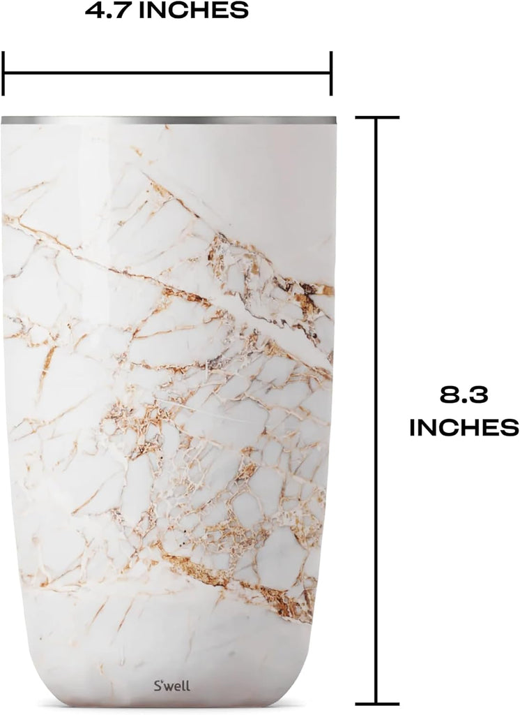 Stainless Steel Wine Chiller, Holds 750ml Bottle, Calacatta Gold, Triple Layered Vacuum Insulated Container Keeps