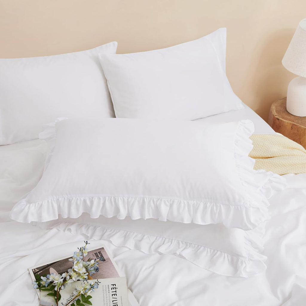 White Ruffle Sheets 6 Piece, Shabby Chic Bed Sheet Set