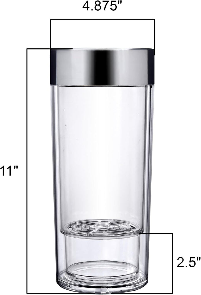 VinoChill - Acrylic Double-Wall Wine Chiller with Ice Chamber, Clear Plastic Insulated Champagne Bucket with Enhanced