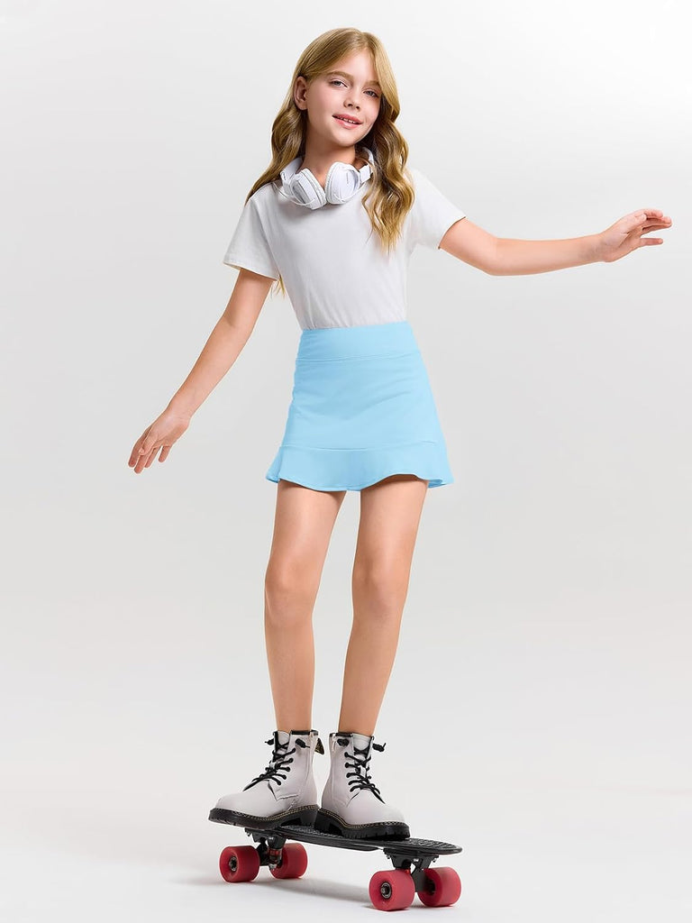 Girls A-line Tennis Skirts with Shorts Athletic Skorts