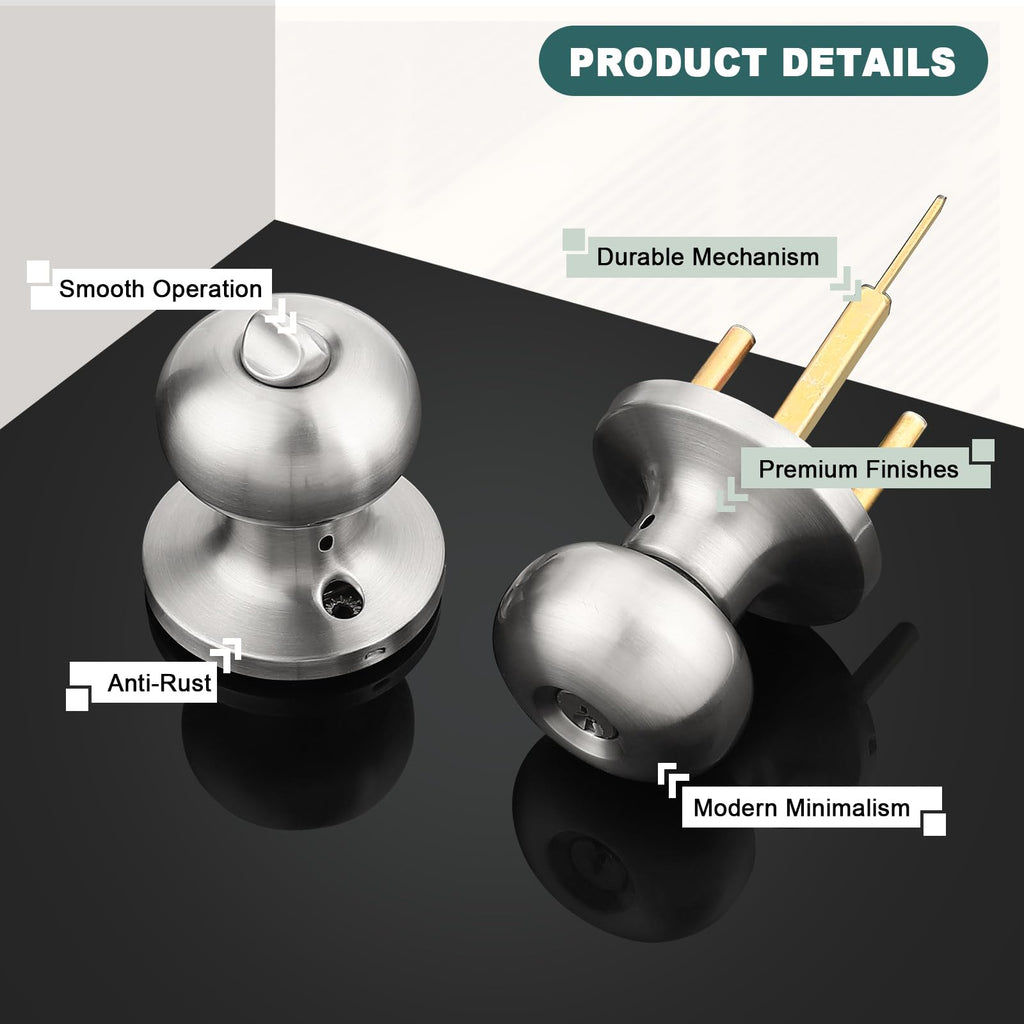 Entry Door Knobs with Lock and Same Keys, Brushed Nickel Keyed Aliked Entry Door Lock Sets for Exterior & Interior