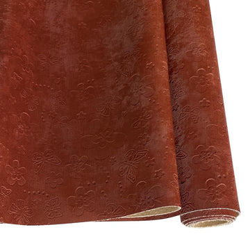 Soft Flower Faux Leather Fabric by The Yard, Embossed Velvet Touch Home Upholstery Fabric DIY Projects Accessories