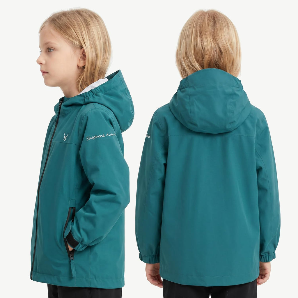 Kids Rain Jacket 20000mm Waterproof Boys Girls Packable Hooded