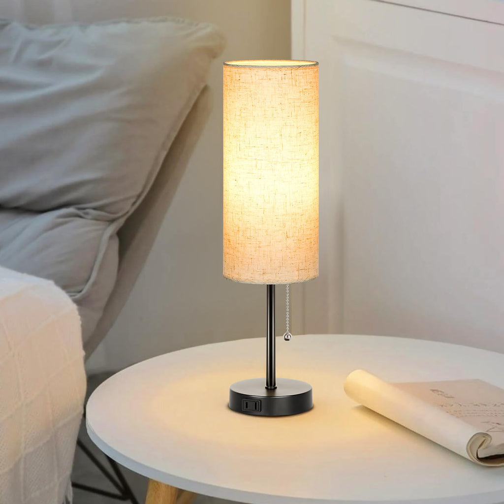 18" Table Lamp, 3-Color Bedside Lamps with Pull Chain