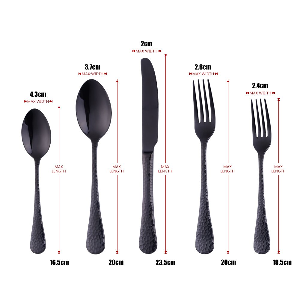20-Piece Black Flatware Silverware Set, Stainless Steel Cutlery Sets, Multipurpose Use, Restaurant, Hotel Tableware