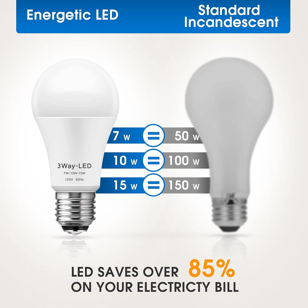 Light Bulbs 3 Way Light Bulbs 50 100 150W Equivalent 5000K