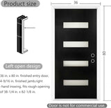 Modern 36 x 80 Fiberglass Entry Door with Frosted Glass, Contemporary Front Door for Home, Sturdy Pre-Hung Fiberglass