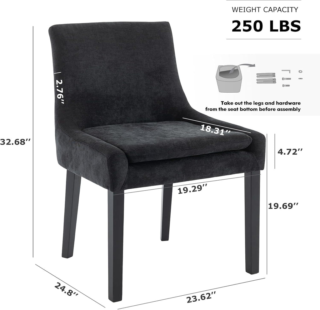 Modern Dining Chairs Set of 2, Upholstered Corduroy Accent Side Leisure Chairs with Mid Back and Wood Legs for Living