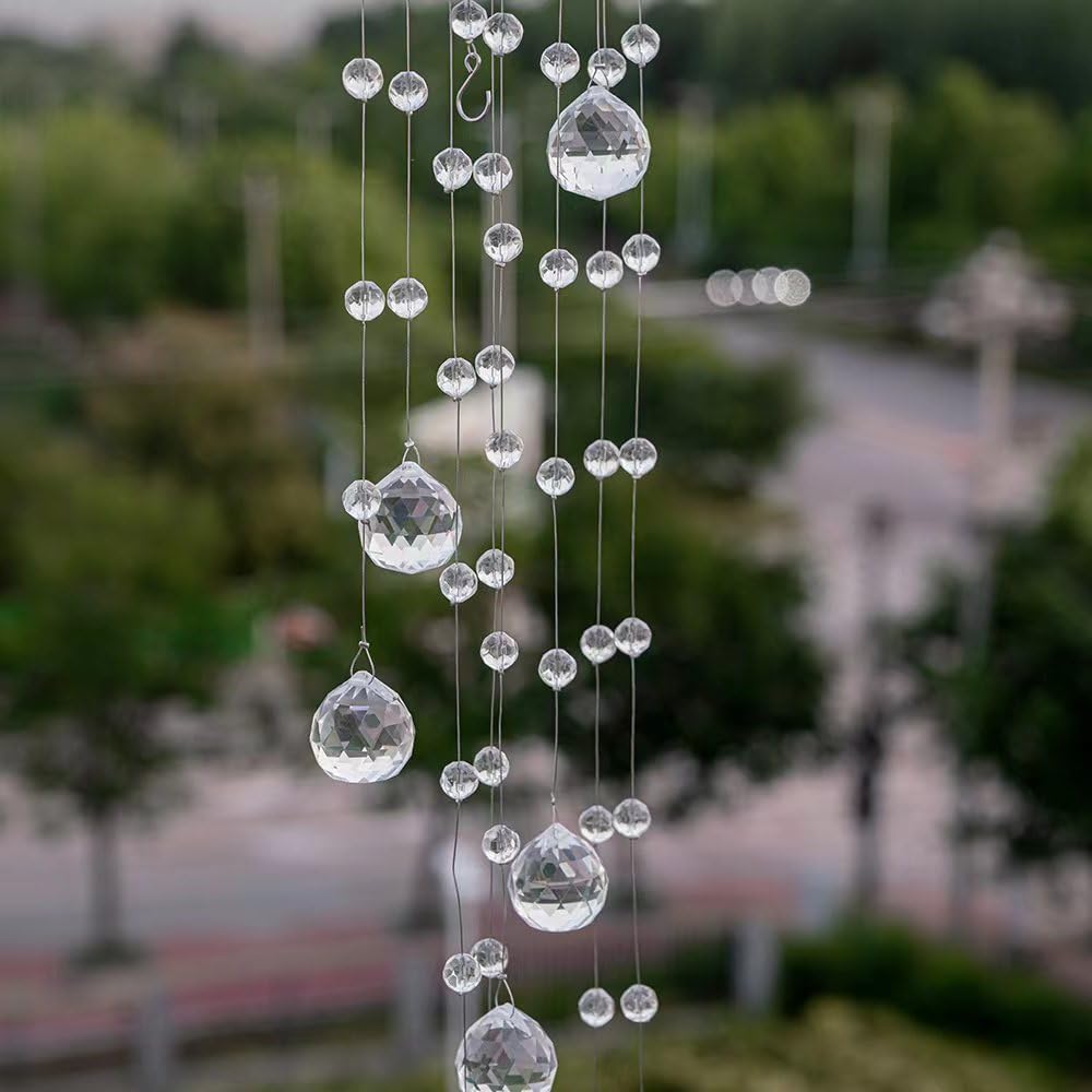 Crystal Beaded Strands Clear Glass Beads Curtain Hanging Wedding Props Decor Curtain Chandelier Door String Hanging