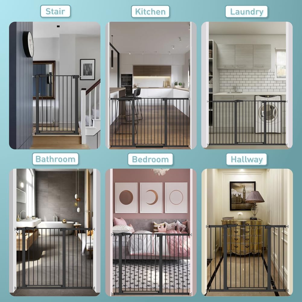 38" Extra Tall Pet Cat Gate, 54.4"-59.8" Extra Wide Long Dog Pet Gate Indoor, Safety Child Toddler Gate for Kids