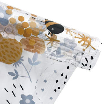 12"×54" Hives Bees Honey TPU Vinyl Cute Style Waterproof Transparent Vinyl Fabric for Handbags, Wallets, Quilting