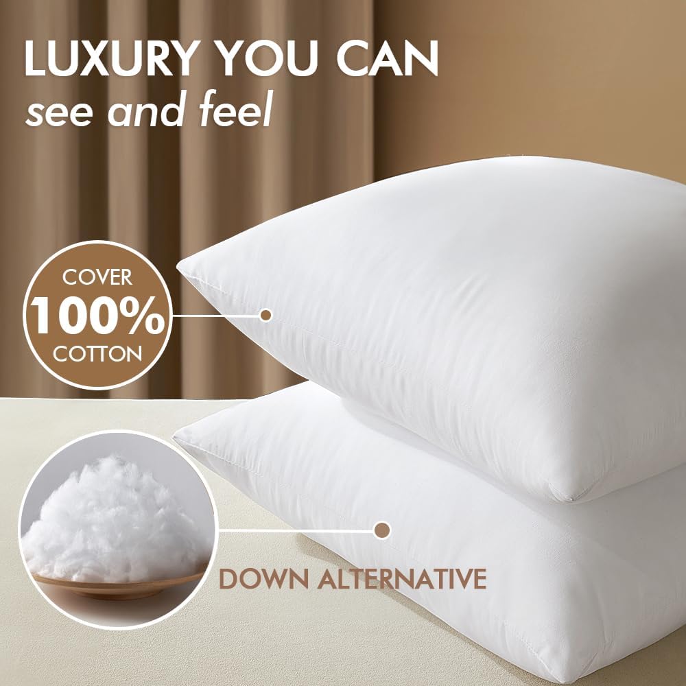 22x22 Pillow Inserts,Down Alternative Throw Pillows - Set of 2